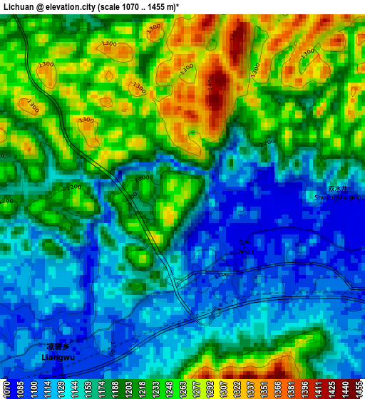 Lichuan elevation map