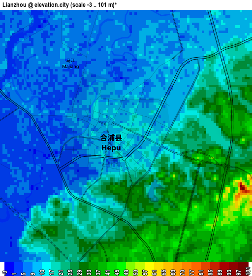 Lianzhou elevation map