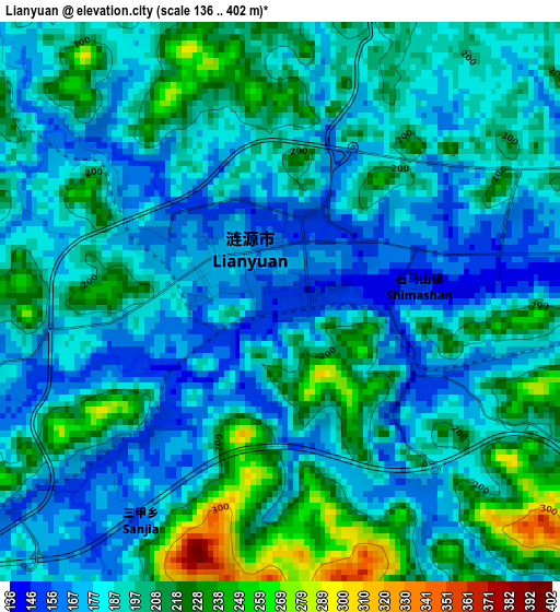 Lianyuan elevation map