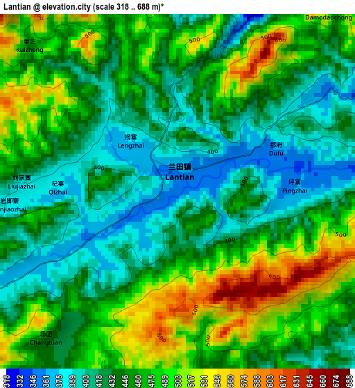 Lantian elevation map