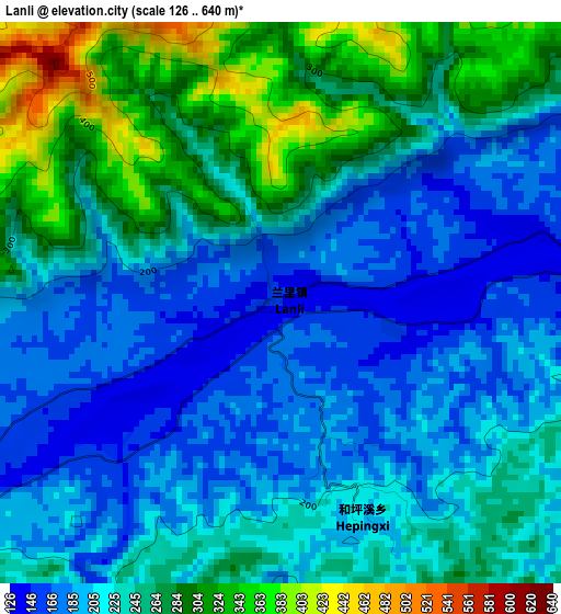 Lanli elevation map