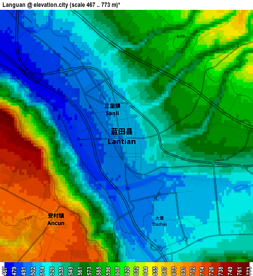 Languan elevation map