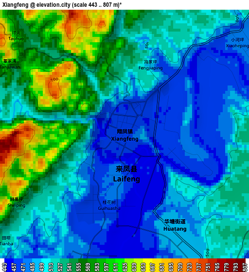 Xiangfeng elevation map