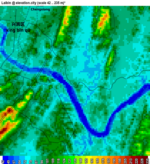 Laibin elevation map