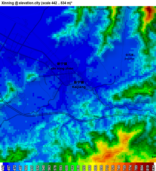 Xinning elevation map