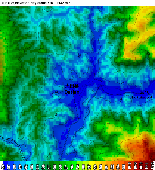 Junxi elevation map