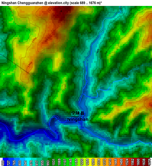 Ningshan Chengguanzhen elevation map