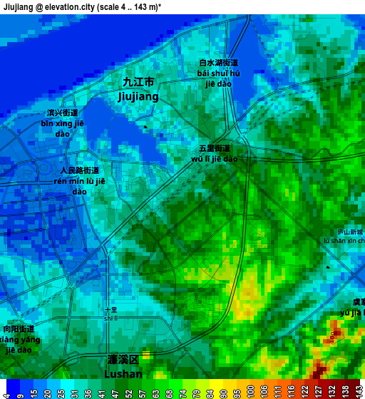 Jiujiang elevation map