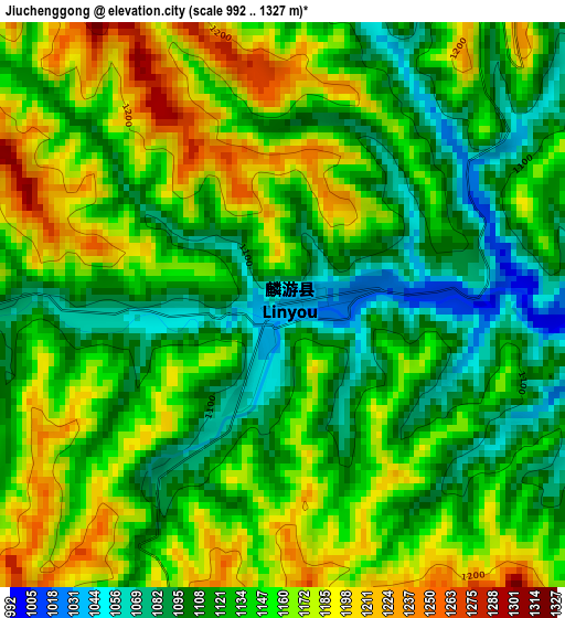 Jiuchenggong elevation map