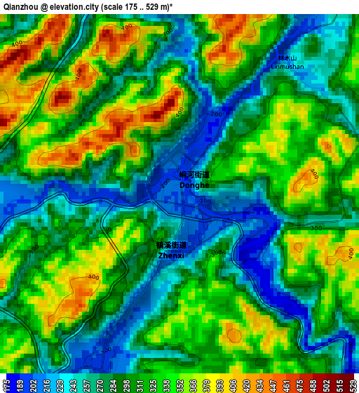 Qianzhou elevation map