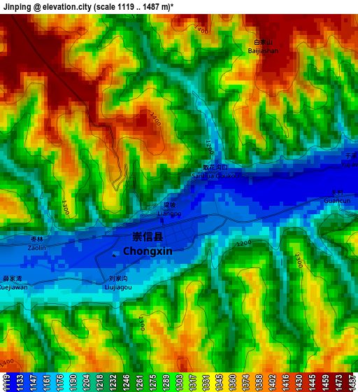 Jinping elevation map