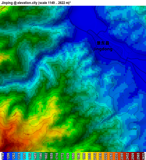 Jinping elevation map