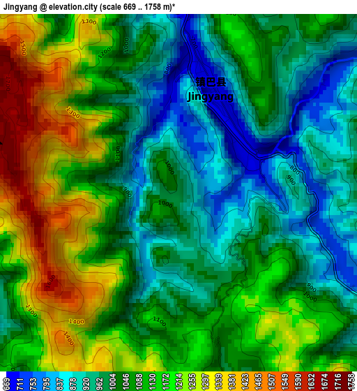 Jingyang elevation map