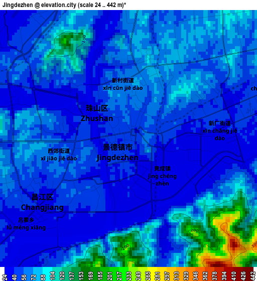 Jingdezhen elevation map