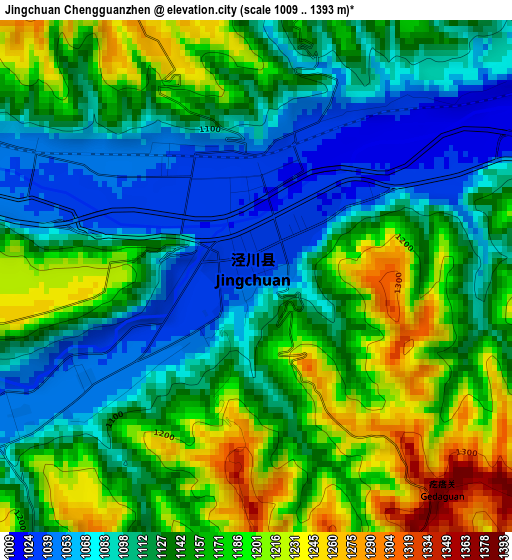 Jingchuan Chengguanzhen elevation map