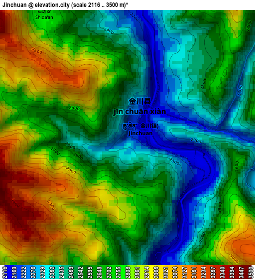 Jinchuan elevation map