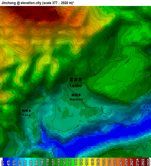 Jincheng elevation map