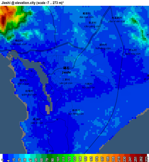 Jieshi elevation map