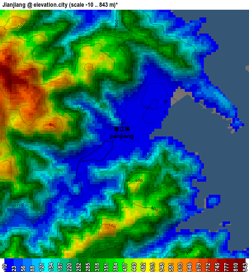 Jianjiang elevation map