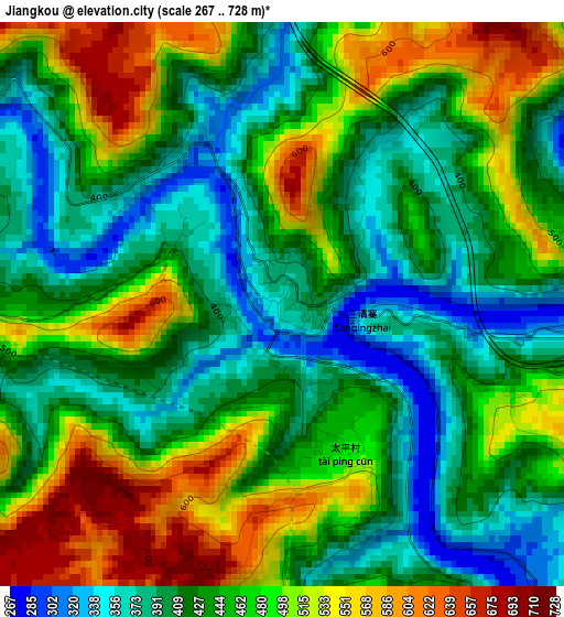 Jiangkou elevation map