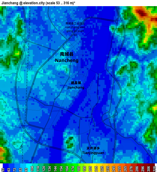 Jianchang elevation map