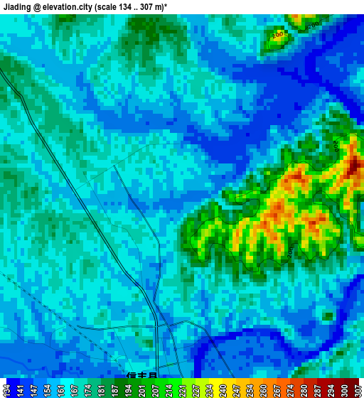 Jiading elevation map