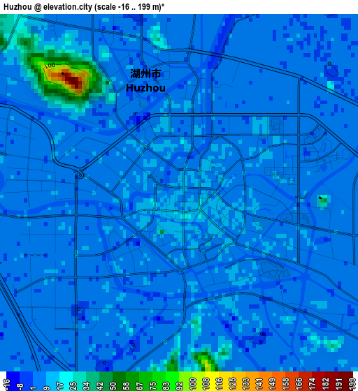 Huzhou elevation map