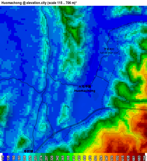 Huomachong elevation map