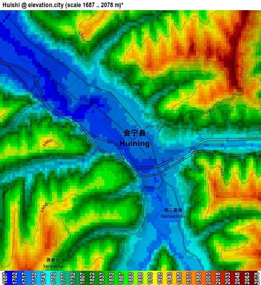 Huishi elevation map