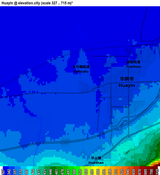 Huayin elevation map