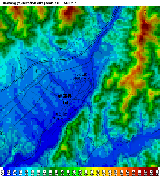 Huayang elevation map