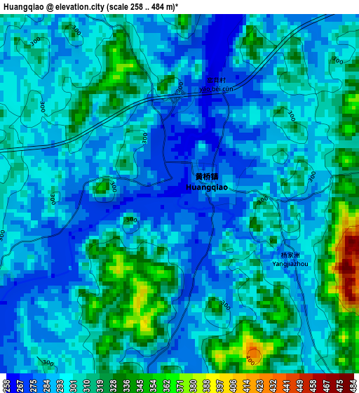 Huangqiao elevation map