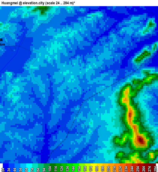 Huangmei elevation map