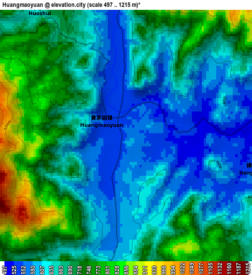 Huangmaoyuan elevation map