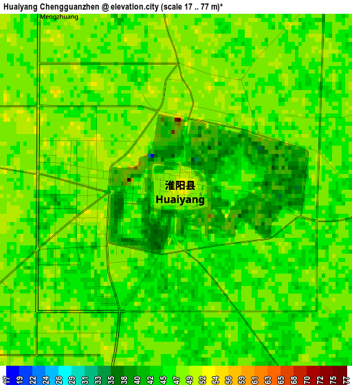 Huaiyang Chengguanzhen elevation map