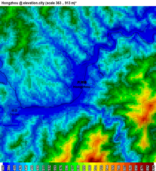 Hongzhou elevation map