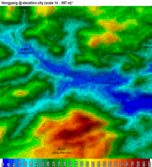 Hongyang elevation map