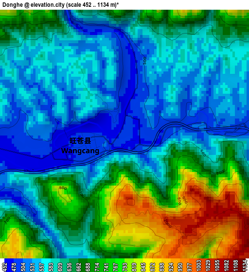 Donghe elevation map