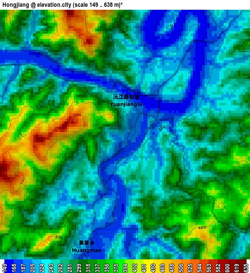 Hongjiang elevation map