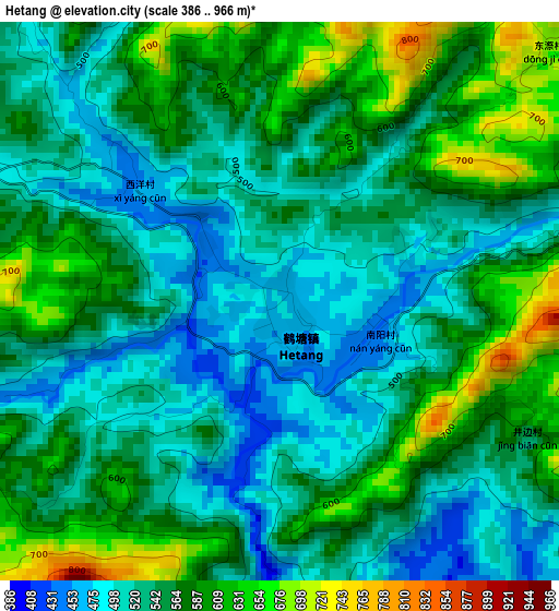 Hetang elevation map