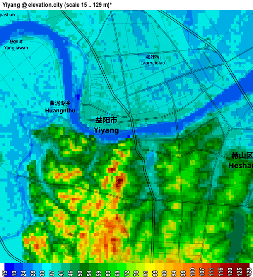 Yiyang elevation map