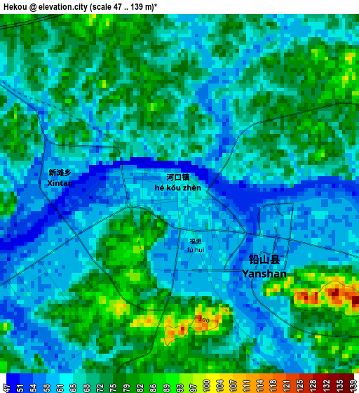 Hekou elevation map