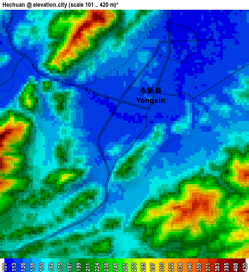 Hechuan elevation map