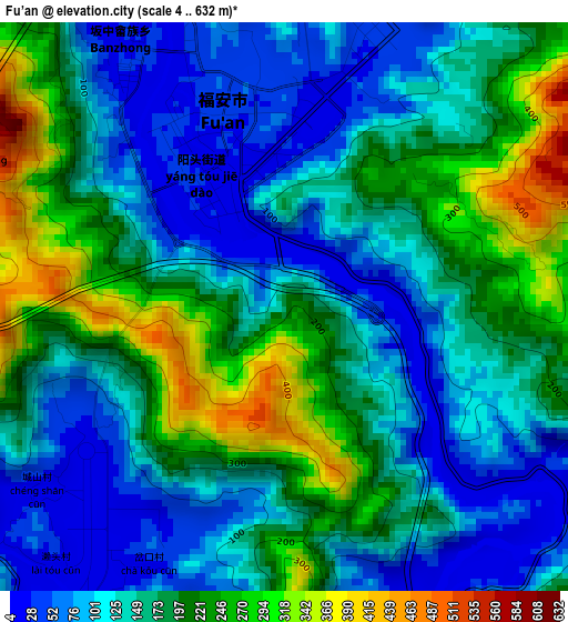 Fu’an elevation map