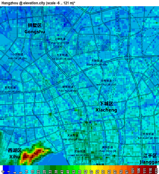 Hangzhou elevation map