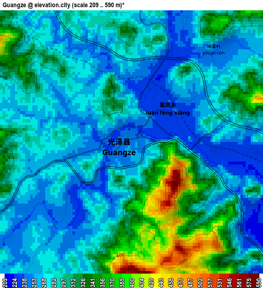 Guangze elevation map