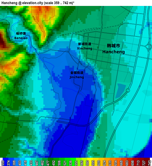 Hancheng elevation map