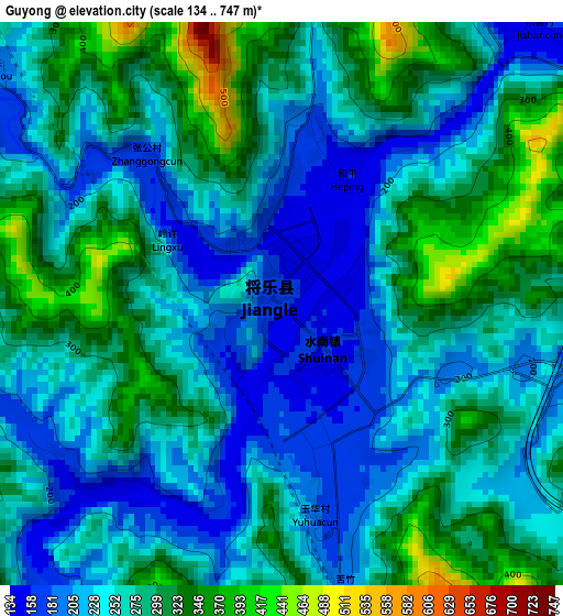 Guyong elevation map