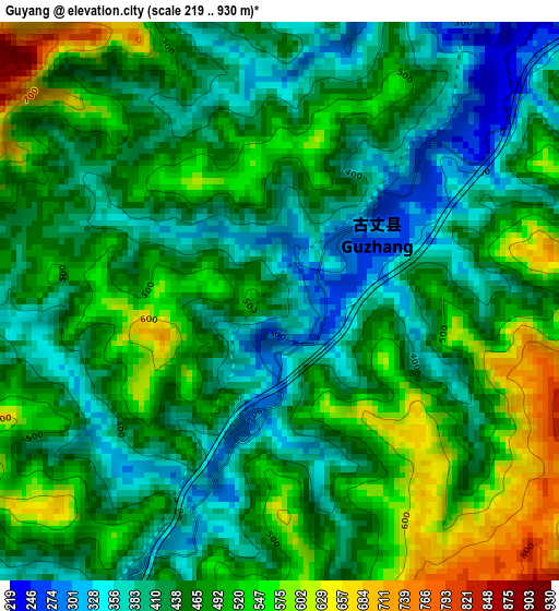 Guyang elevation map