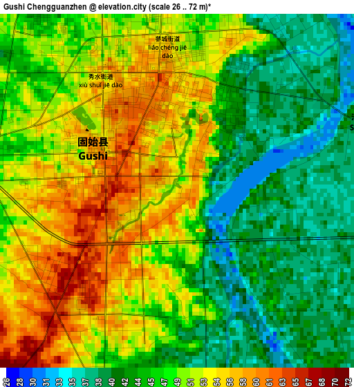 Gushi Chengguanzhen elevation map